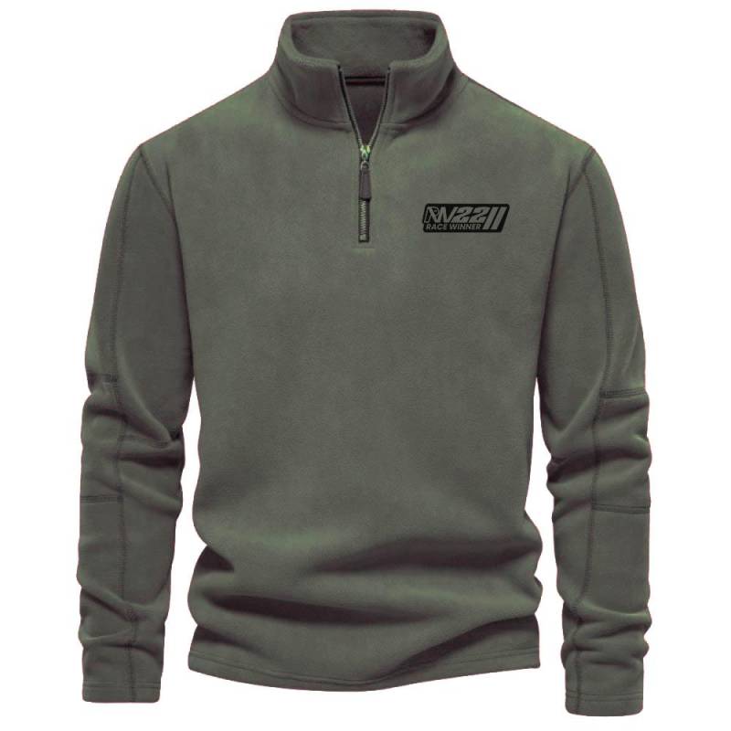 Herren Fleece Warm V-Ausschnitt Reißverschluss Sweatshirt Outdoor Sport Mäntel Pullover Herren Casual Outwear 2XL grün von Joom DACH