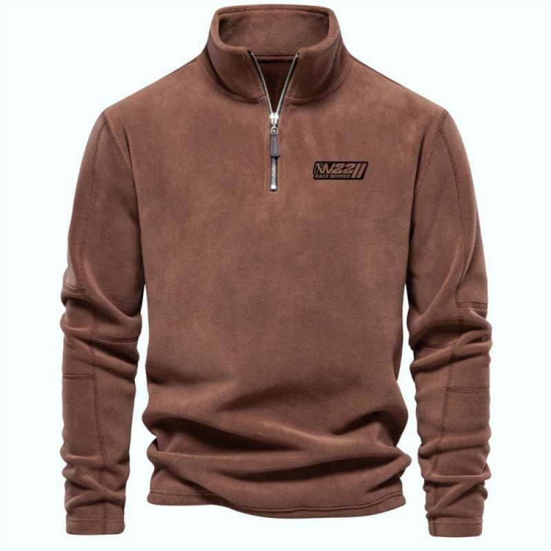 Herren Fleece Warm V-Ausschnitt Reißverschluss Sweatshirt Outdoor Sport Mäntel Pullover Herren Casual Outwear 2XL braun von Joom DACH