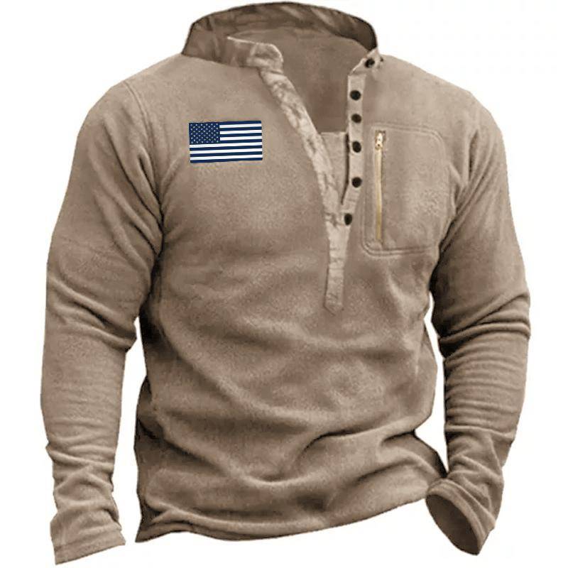 Herren Fleece Warm V-Ausschnitt Reißverschluss Sweatshirt Outdoor Sportmäntel Pullover Herren Casual Outwear 3XL khaki von Joom DACH
