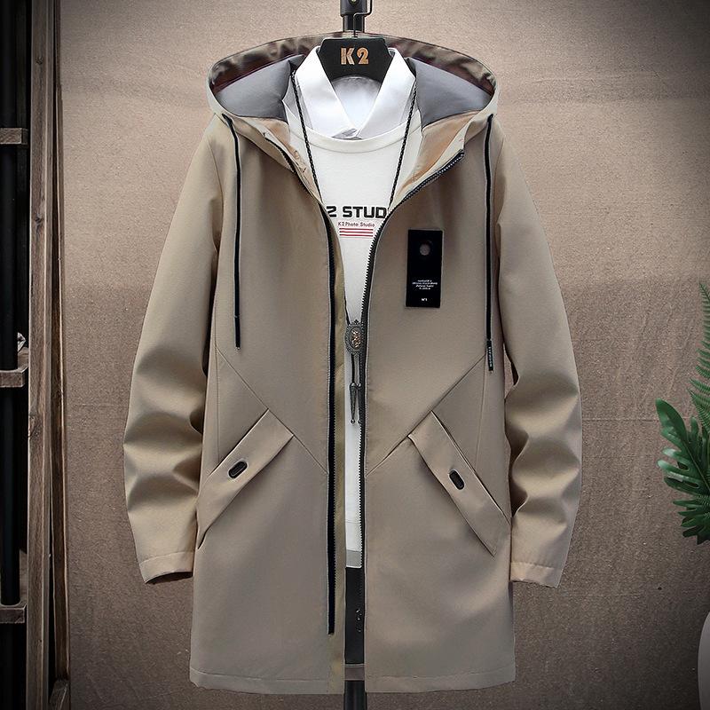 Herren Fleecejacke Herbst, Herrenjacke Koreanische Version Lässig mit Kapuze Herbst und Winter Mittelanger und Langer Trenchcoat XXXL von Joom DACH