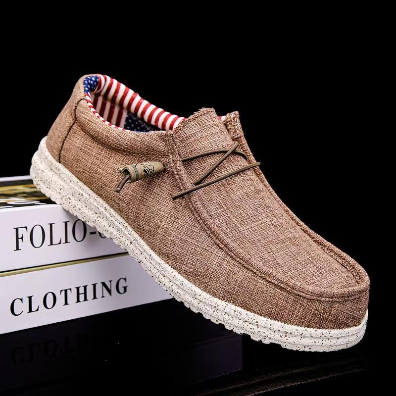 Herren Freizeit-Sneaker Frühling Sommer Atmungsaktiv Leicht Outdoor Canvas Schuhe Übergröße Herrenschuhe Walking Slipper 46 khaki von Joom DACH