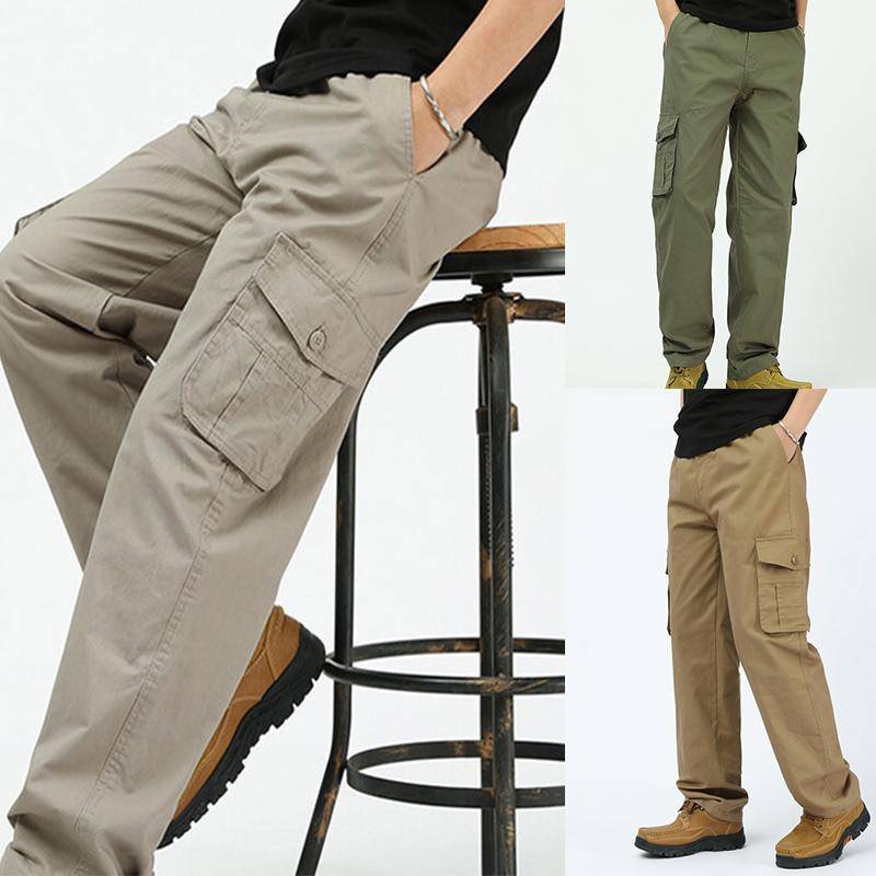 Herren Freizeithose Cargohose Wanderhose Outdoor Sweathose Elastischer Bund Mehrere Taschen Jogger Loose Pants 3XL dunkelgrau von Joom DACH