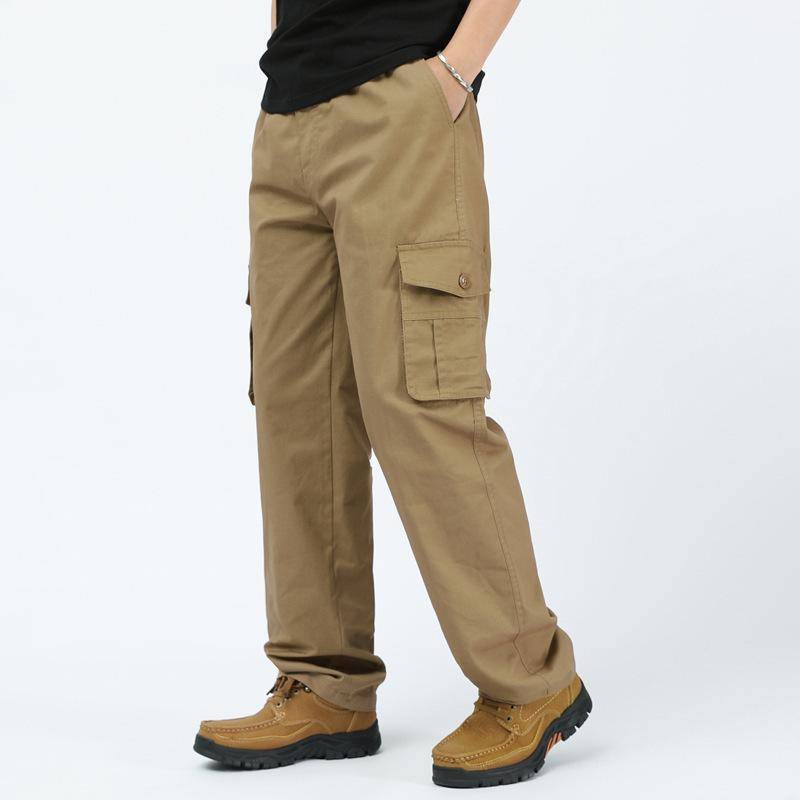 Herren Freizeithose Cargohose Wanderhose Outdoor Sweathose Elastischer Bund Mehrere Taschen Jogger Loose Pants 5XL dunkle khaki von Joom DACH