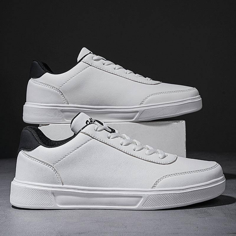 Herren Freizeitschuhe Kunstleder Flache Weiße Schuhe Neue Bequeme Schuhe für Herren Outdoor Casual Sneaker Tenis Masculino 46 von Joom DACH