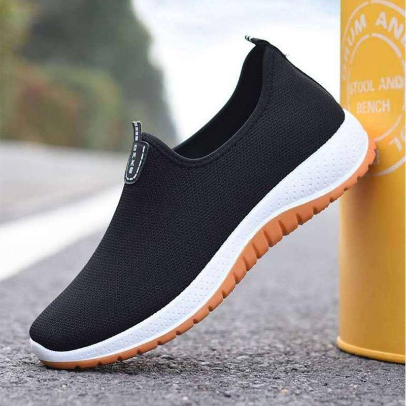 Herren Freizeitschuhe Neue Mode Atmungsaktive Stretch Canvas Schuhe Bequeme Flache Schuhe Turnschuhe 43 schwarz von Joom DACH