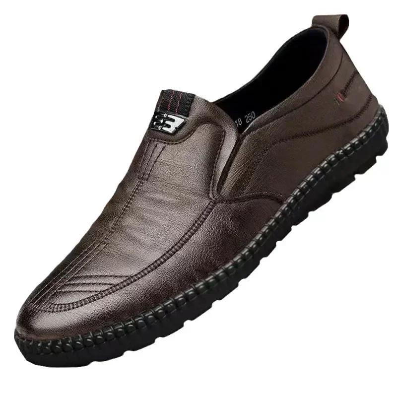 Herren Freizeitschuhe Slip-on Schuhe Lederschuhe Verschleißfeste Herren Flache Schuhe Bequeme Fahrschuhe Büro Halbschuhe Tenis Hombre 43 braun von Joom DACH