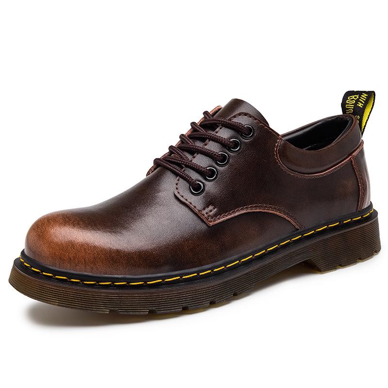 Herren Frühling 2021 Schwarze Low-Top Martin Boots - Vielseitige, Casual Echtlederschuhe im britischen Stil 42 braun von Joom DACH