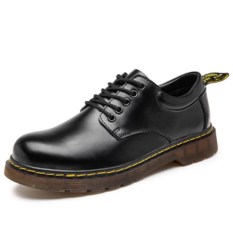 Herren Frühling 2021 Schwarze Low-Top Martin Boots - Vielseitige, Casual Echtlederschuhe im britischen Stil 42 schwarz von Joom DACH