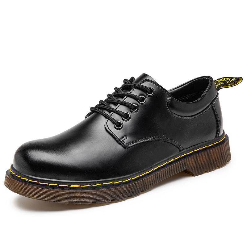 Herren Frühling 2021 Schwarze Low-Top Martin Boots - Vielseitige, Casual Echtlederschuhe im britischen Stil 42 schwarz von Joom DACH