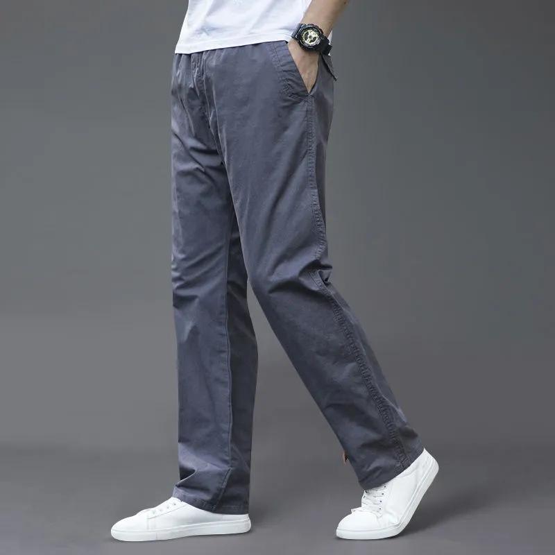 Herren Frühling Herbst Dünner Abschnitt Locker Gerade Große Größe Herren Freizeithose Tide Marke Jugend Einfarbig Lange Hose Herren 6XL blau von Joom DACH