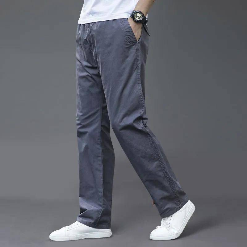 Herren Frühling Herbst Dünner Abschnitt Locker Gerade Große Größe Herren Freizeithose Tide Marke Jugend Einfarbig Lange Hose Herren 6XL blau von Joom DACH