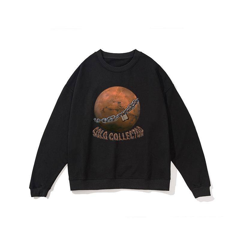 Herren Frühling Koreanischer Stil Trendige Persönlichkeit Blocked Planet Pullover Buchstaben Lässig Rundhals Locker Herrenpullover XXL schwarz von Joom DACH