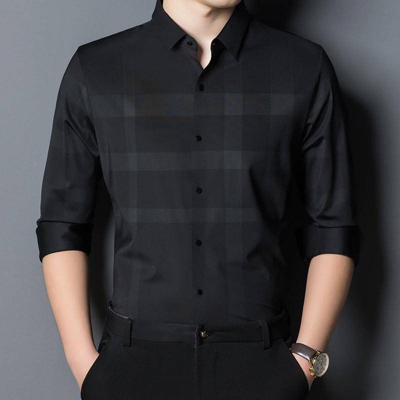 Herren Frühling Langarmhemden, Dünn, Trendig, Gutaussehend, Lockere Businesshemden für Väter mittleren Alters 4XL von Joom DACH