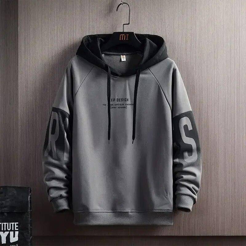 Herren Frühling und Herbst Kapuzenpullover Loose Letter Printed Casual Pullover Sweatshirt L grau von Joom DACH