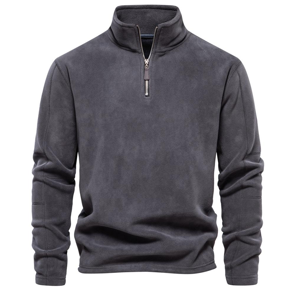 Herren Frühling und Herbst Neu Stehkragen Halber Reißverschluss Langarm Hoodie Führt den Trend des Herren Polarfleece-Shirts an 2XL von Joom DACH
