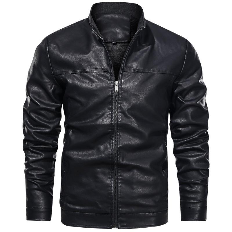 Herren Frühling und Herbst Neue Lederjacke Herren PU Leder Baseballkragen Jugend Motorrad Lederjacke Herrenjacke 4XL von Joom DACH
