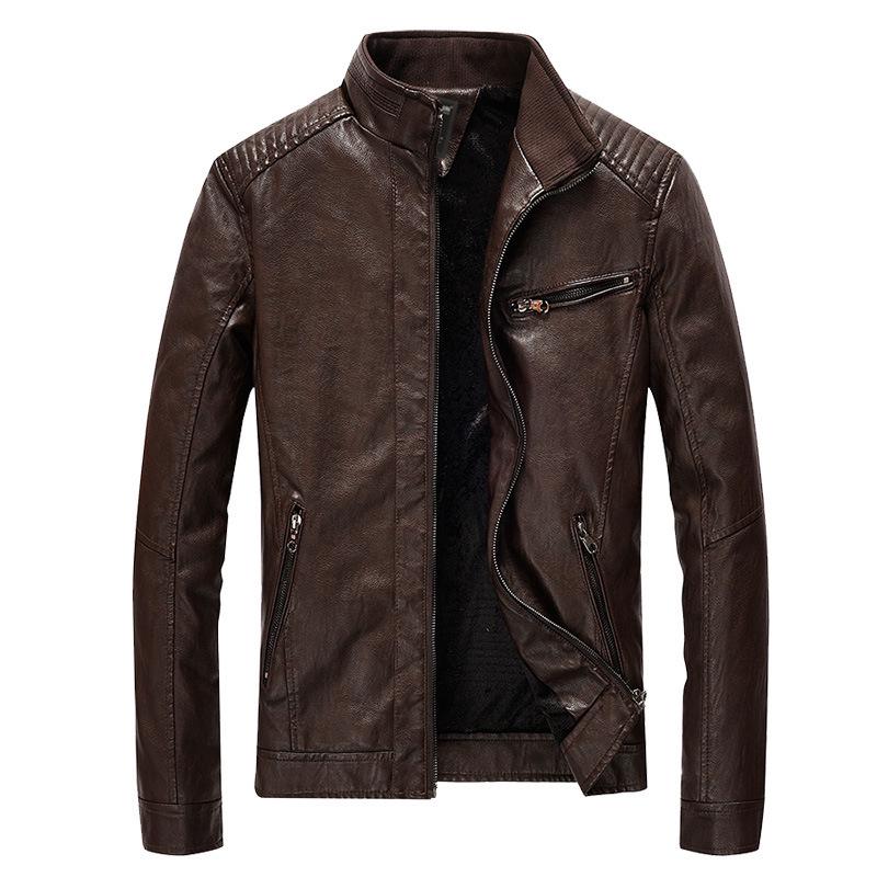 Herren Frühling und Herbst Neue PU Leder Herrenjacke Gewaschene dünne Motorrad Lederjacke 5XL von Joom DACH