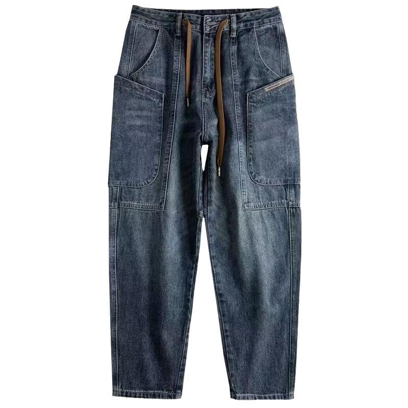 Herren Frühling und Herbst Retro Jeans Plus Größe Lockere Gerade Weite Beinhose 5XL von Joom DACH