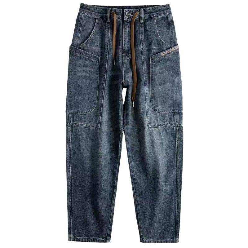 Herren Frühling und Herbst Retro Jeans Plus Größe Lockere Gerade Weite Beinhose 5XL von Joom DACH