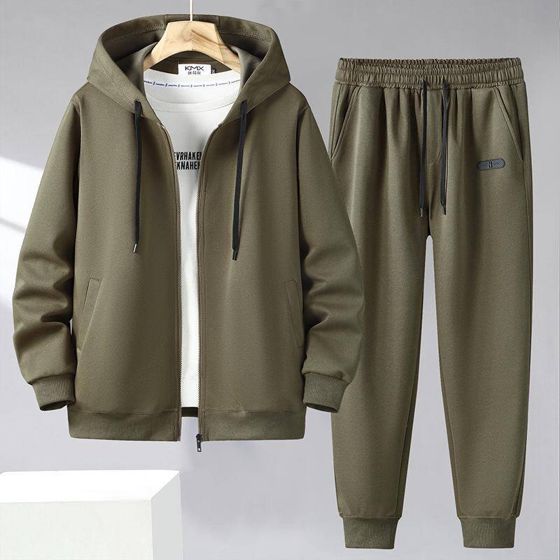 Herren Frühling und Herbst Übergröße Sportanzug Einfarbig Kapuzenjacke + Jogginghose Zweiteiliges Set 9XL von Joom DACH