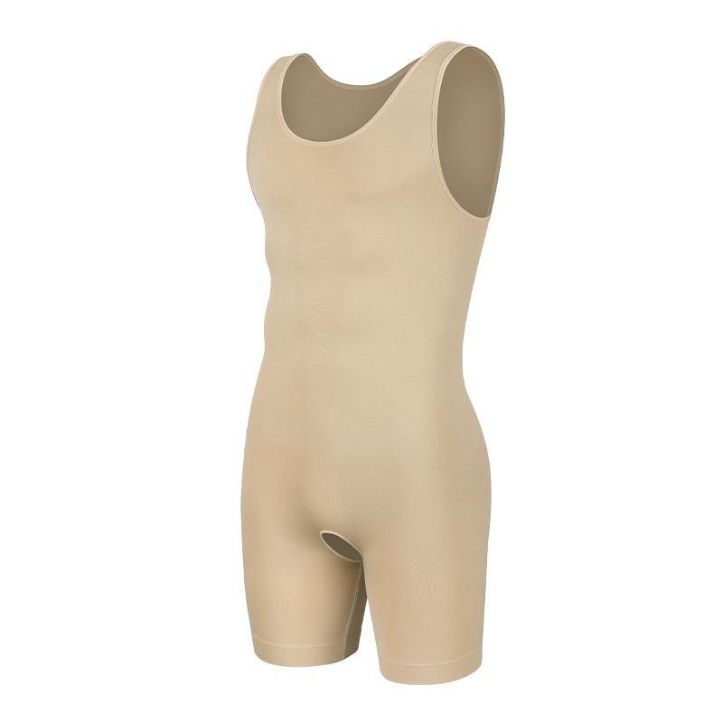 Herren-Ganzkörperformer-Unterwäsche, ärmellos, schlankmachender Kompressions-Body, Shapewear, Bauchkontrolle, Fajas XL beige von Joom DACH
