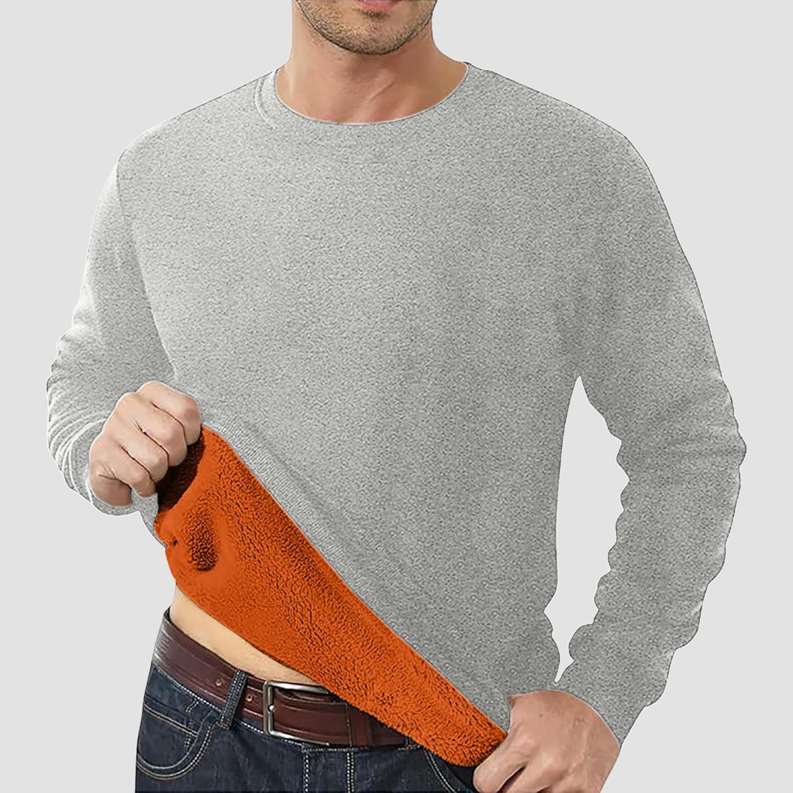 Herren Gefütterte Sweatshirts Premium Schwergewicht Fleece Pullover Dicke Thermische Sweatshirts XXXL hellgrau von Joom DACH