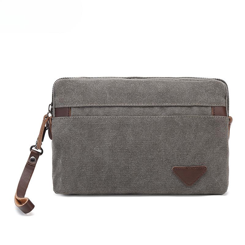 Herren Geldbörse Handgelenktasche Clutch Canvas Casual Zipper Clutch Bag graue von Joom DACH