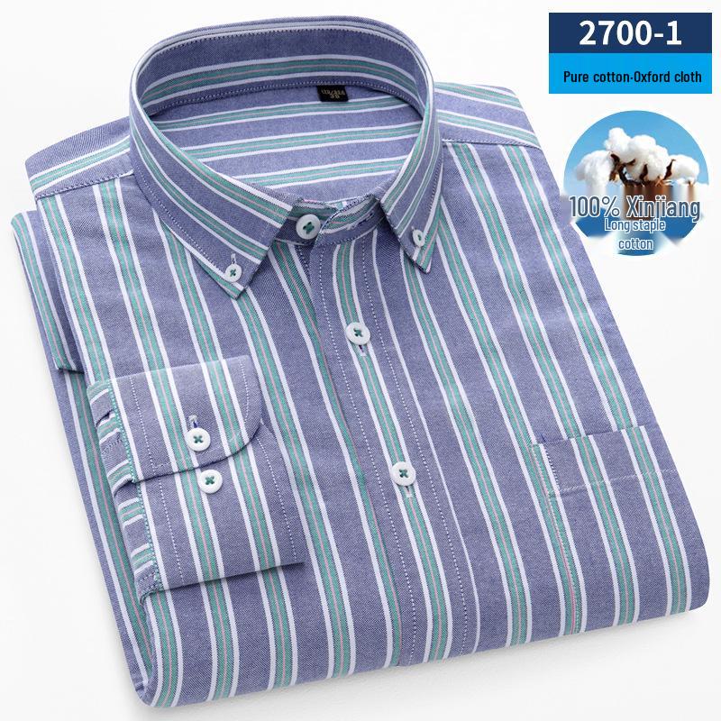 Herren Gestreiftes Baumwoll-Oxford Langarm Button-Down Hemd Size 39 von Joom DACH