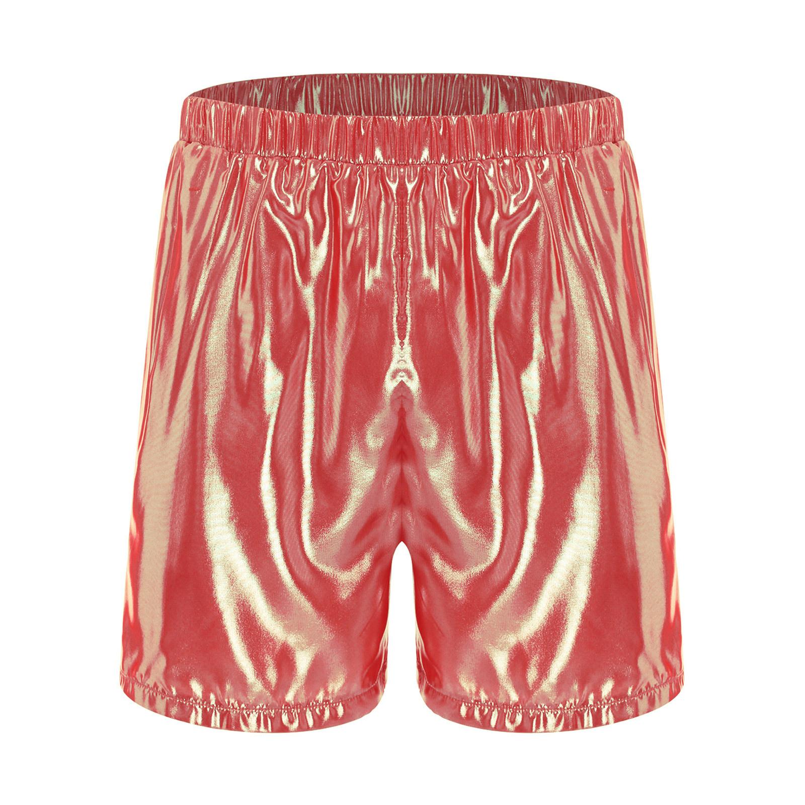 Herren Glänzende Boxershorts Elastischer Bund Seitentaschen Glänzende Lockere Badeshorts Lässige Loungewear Unterteile S heißes rosa von Joom DACH