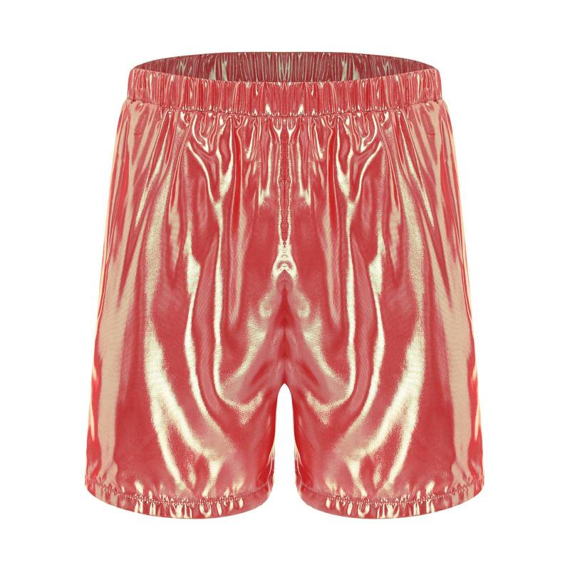 Herren Glänzende Boxershorts Elastischer Bund Seitentaschen Glänzende Lockere Badeshorts Lässige Loungewear Unterteile S heißes rosa von Joom DACH