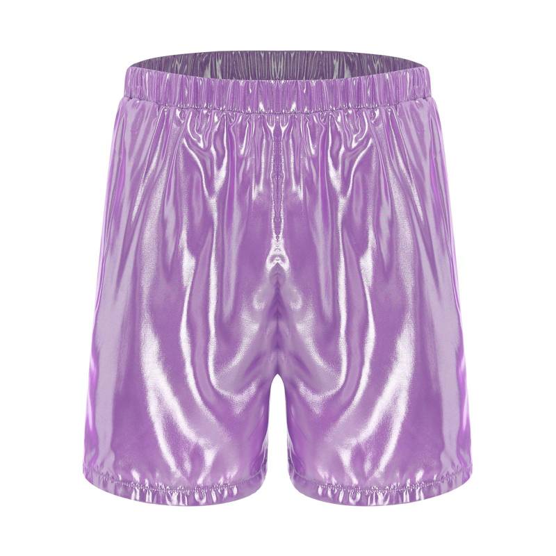 Herren Glänzende Boxershorts Elastischer Bund Seitentaschen Glänzende Lockere Badeshorts Lässige Loungewear Unterteile S violett von Joom DACH