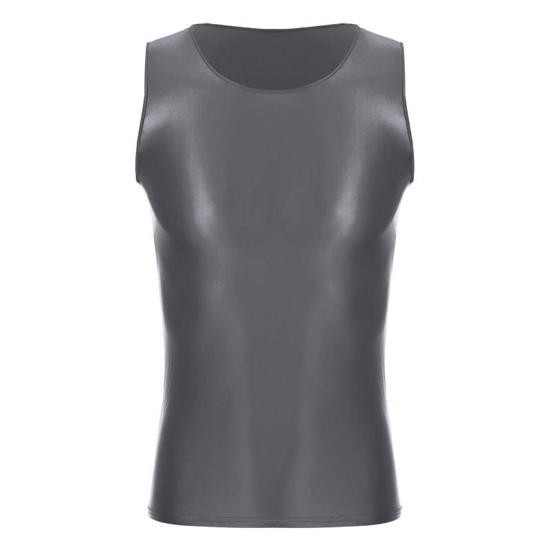 Herren Glänzendes Ärmelloses Tanktop Dehnbares Yoga-Weste Bademode Atmungsaktive Freizeit-Sportbekleidung XL grau von Joom DACH