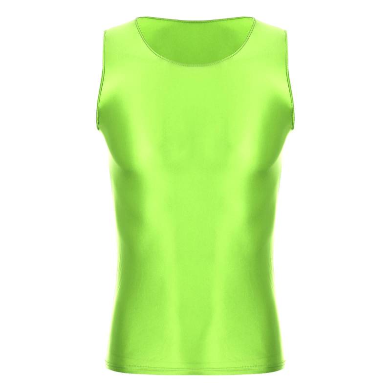 Herren Glänzendes Ärmelloses Tanktop Dehnbares Yoga-Weste Bademode Atmungsaktive Freizeit-Sportbekleidung XL fluoreszierende gelbe von Joom DACH