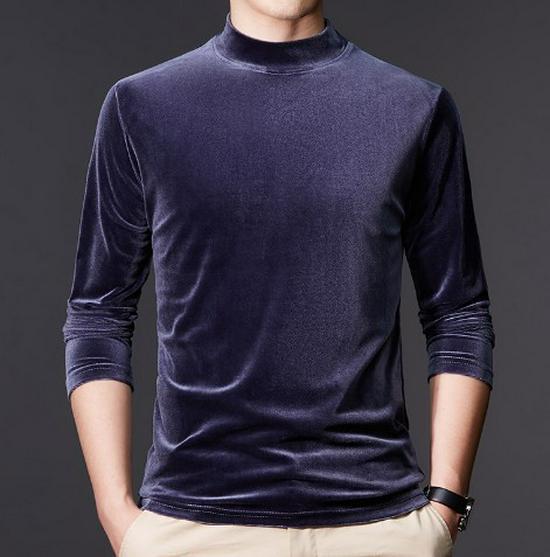 Herren Gold Samt Langarm Rollkragen T-Shirt - 2022 Herbst/Winter Kollektion 5XL graue von Joom DACH