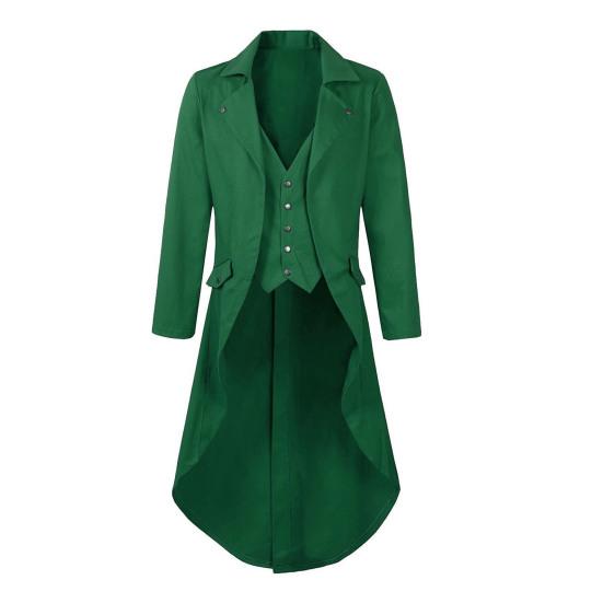 Herren Gothic Frack Revers Langarm Einreihig Gefälschte Zweiteiler Anzug M grün von Joom DACH