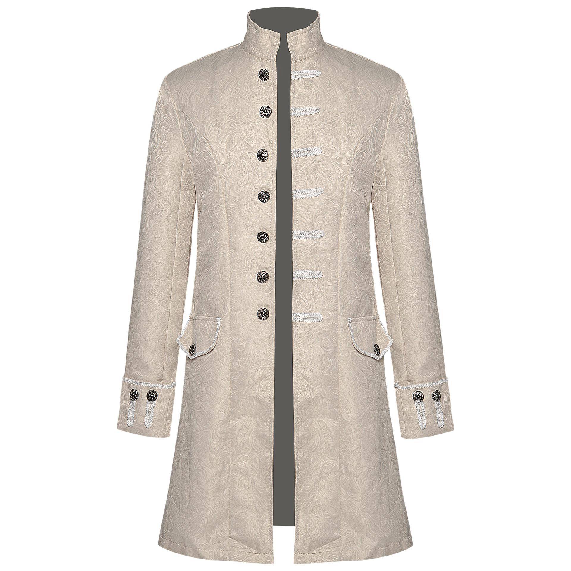 Herren Gothic Steampunk Gehrock Vintage Mittelalter Viktorianisch Kostüm Frack S beige von Joom DACH