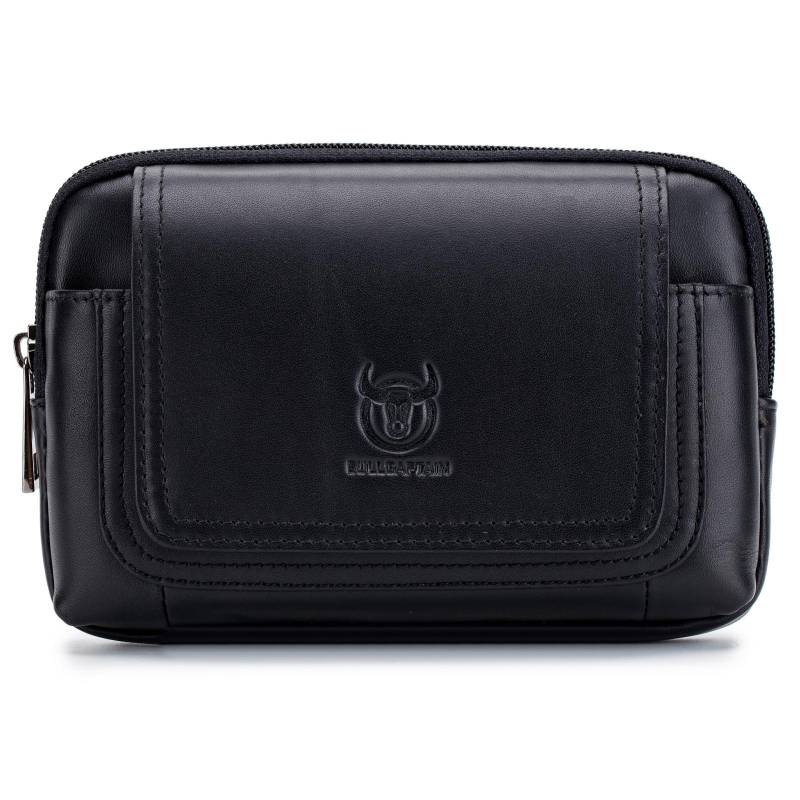 Herren-Gürteltasche aus Leder, Hüfttasche, Gürteltasche, Handytasche mit Gürtelschlaufe 9 schwarz von Joom DACH