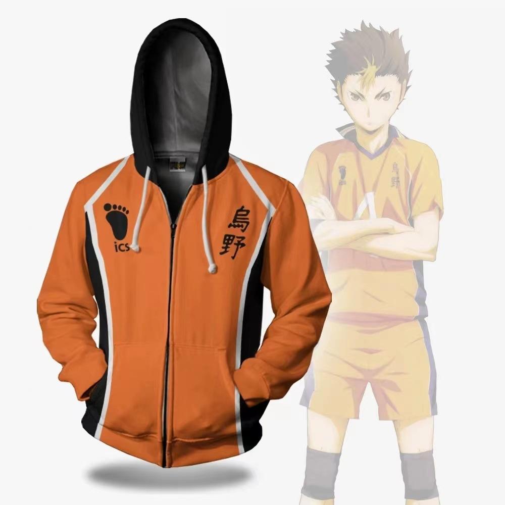 Herren Haikyuu Jacke Karasuno High School Volleyball Club Hinata Shyouyou Hoody Hoodie Cardigan Herbst Reißverschluss Baseball Uniform M von Joom DACH