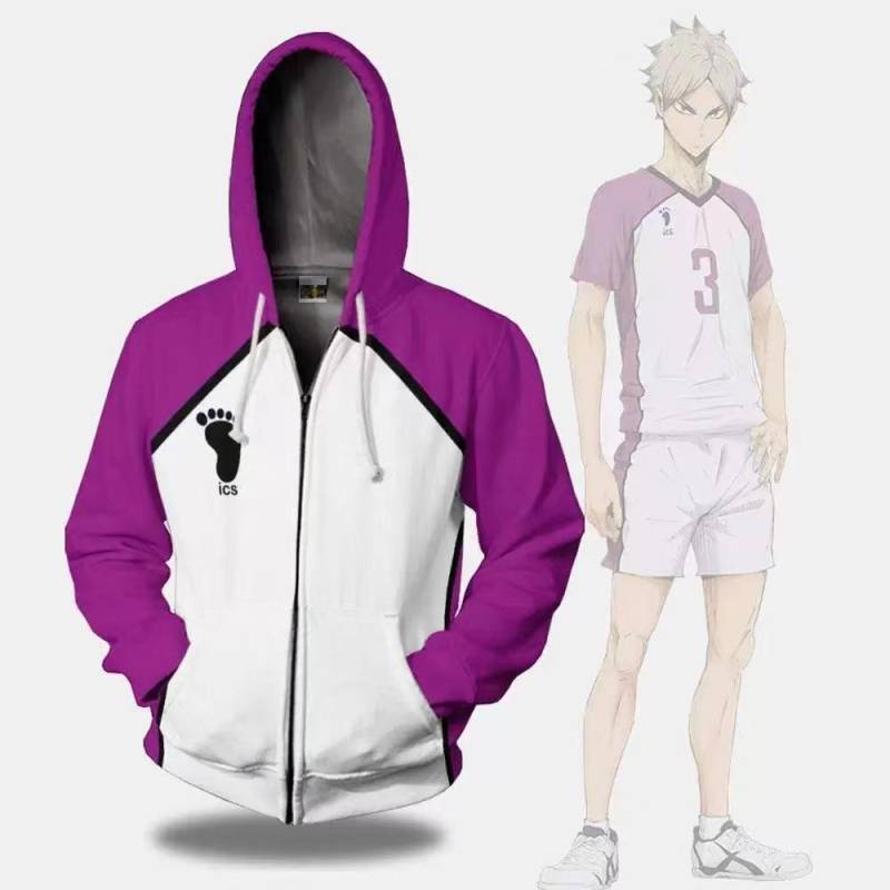Herren Haikyuu Jacke Karasuno High School Volleyball Club Hinata Shyouyou Hoody Hoodie Cardigan Herbst Reißverschluss Baseball Uniform S von Joom DACH