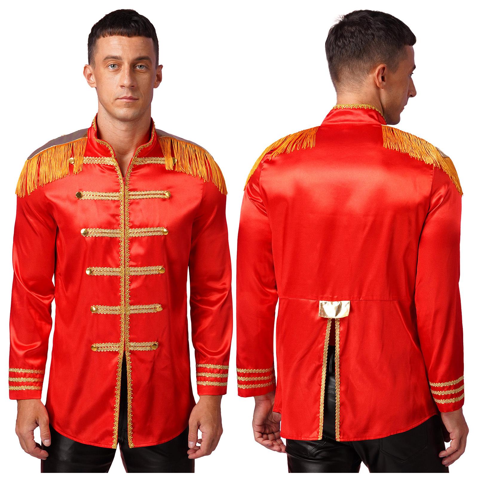Herren Halloween SGT Sergeant Pepper Kostüm Jacke Marching Band Rock Man 60er Jahre Satin Cardigan Mantel M von Joom DACH