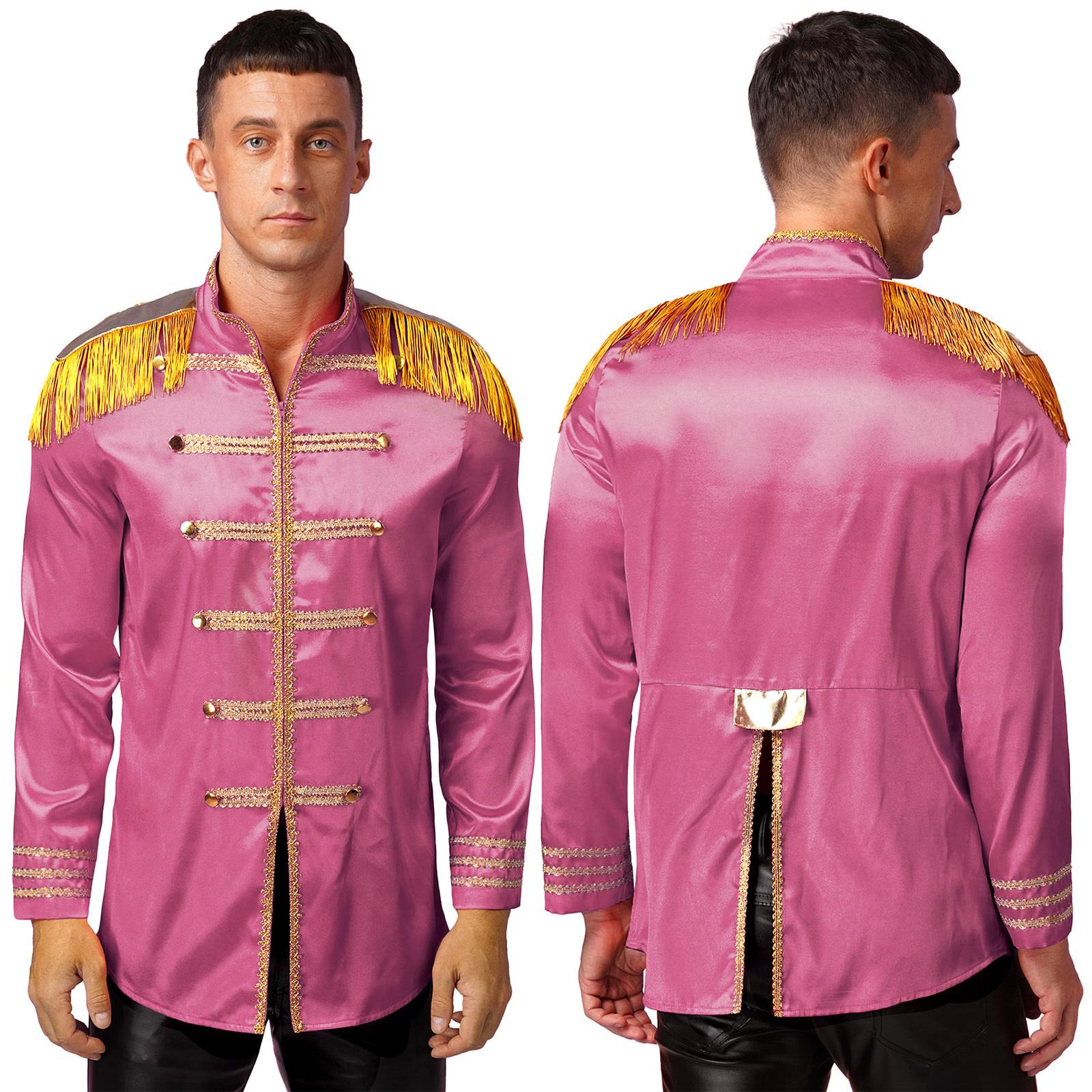 Herren Halloween SGT Sergeant Pepper Kostüm Jacke Marching Band Rock Man 60er Jahre Satin Cardigan Mantel S heißes rosa von Joom DACH