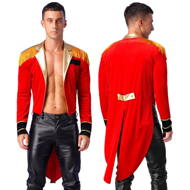 Herren Halloween Zirkus Zirkusdirektor Kostüm Löwenbändiger Schausteller Frack Jacke Cosplay Kostüm S von Joom DACH