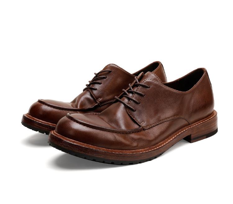 Herren Handgefertigte Goodyear Machart Vollleder Laufsohle Gewaschene Retro Lässige Vielseitige Lederschuhe 47 dunkelbraune von Joom DACH