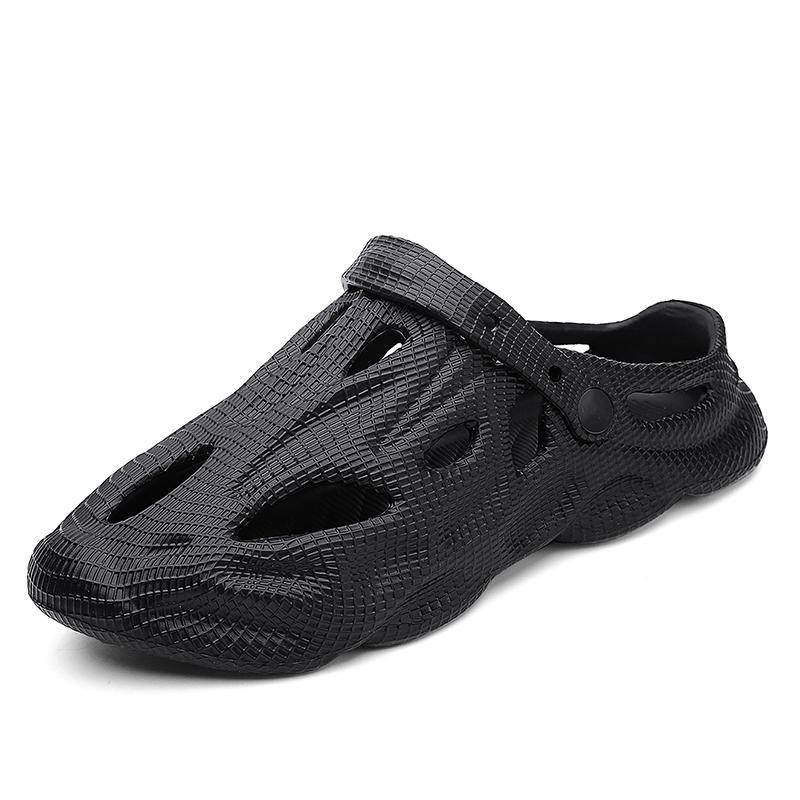 Herren-Hausschuhe, Slip-on-Flats, Clogs, atmungsaktive Strandsandalen, leicht, wasserdicht, rutschfest, langlebig, Sandalias 43 schwarz von Joom DACH