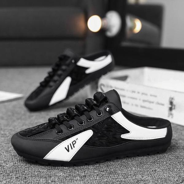 Herren Hausschuhe Sommer Casual Slip-On Pantoletten Leichte Atmungsaktive Wanderschuhe Faule Bequeme Slip-On Halbe Hausschuhe Flache Hausschuhe Lässige Hausschuhe 41 schwarz von Joom DACH