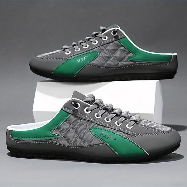 Herren Hausschuhe Sommer Casual Slip-On Pantoletten Leichte Atmungsaktive Wanderschuhe Faule Bequeme Slip-On Halbe Hausschuhe Flache Hausschuhe Lässige Hausschuhe 44 grün von Joom DACH