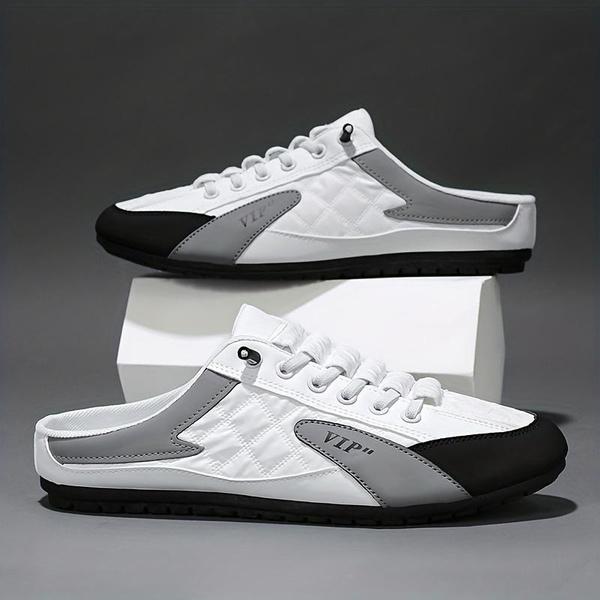 Herren Hausschuhe Sommer Casual Slip-On Pantoletten Leichte Atmungsaktive Wanderschuhe Faule Bequeme Slip-On Halbe Hausschuhe Flache Hausschuhe Lässige Hausschuhe 44 weiß von Joom DACH