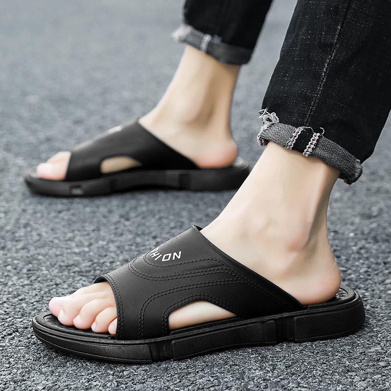 Herren Hausschuhe Sommer Neue Strandsandalen Lässig Indoor Bequeme Hausschuhe Leichtgewichtige Faule Flip Flops Badezimmer Rutschfeste Sandalen 40 schwarz von Joom DACH