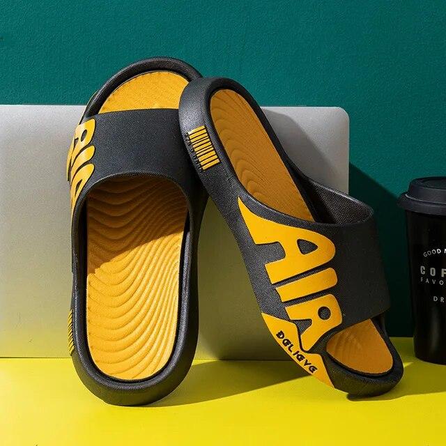 Herren Hausschuhe Stumm EVA Weiche Outdoor Strand Slides Flache Unisex Hausschuhe Rutschfeste Weiche Flip Flops Männliche Dicke Sohle Anti-Rutsch Schuhe 42-43 orange von Joom DACH