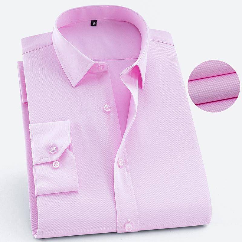 Herren-Hemd, klassisch, Standard-Passform, langärmelig, Basic-Kleiderhemd, solides Twill-Hemd, formelles Hemd für Business, Arbeit, Büro 41 rosa von Joom DACH